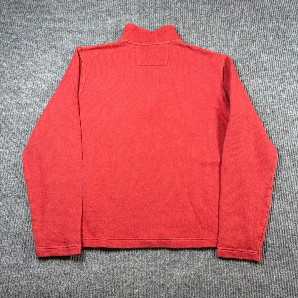 Banana Republic Pullover Men's L Red Quarter Zip Sweater Ribbed Knit Cotton‎